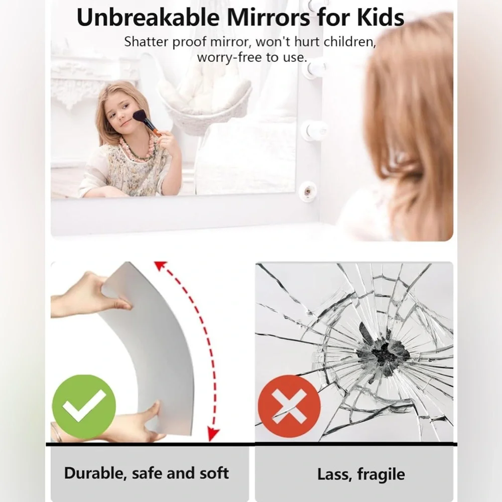 Unbreakable Wall Mirror Full Length Tiles, 4Pcs 10x10 inch Full body